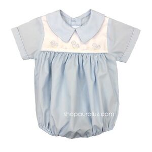 Auraluz Baby Boy Light Blue Duck Smocked Bubble Romper